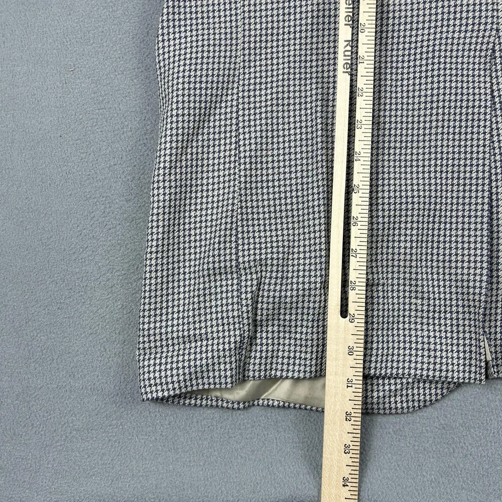 Vintage Burberrys Blazer‎ Mens 46 Navy Gray Houndstooth Sport Coat 2 Button 90s